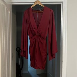 Long sleeve silk dress